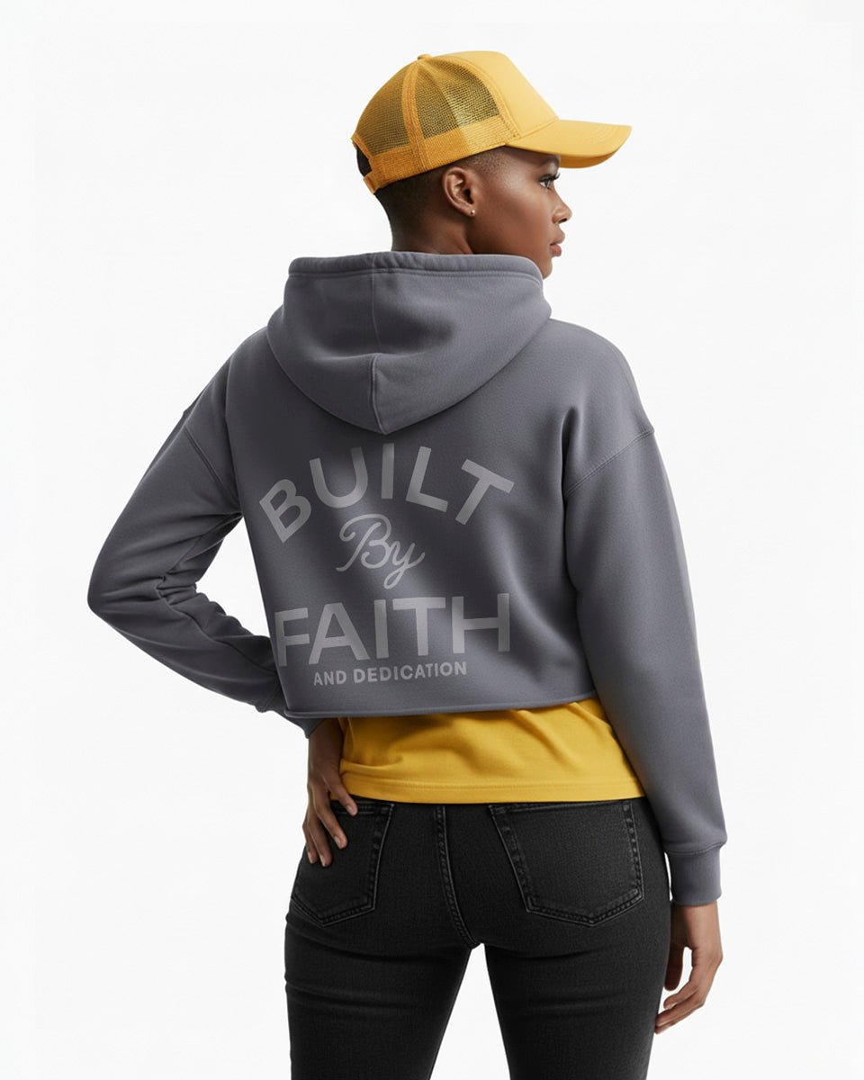 .Built By Faith Crop Hoodie